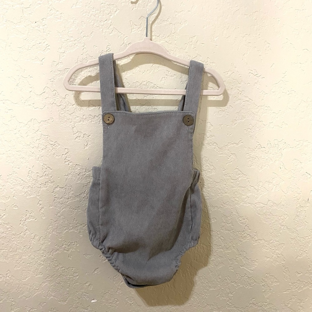 Lucky Panda Kids Corduroy Grey Romper